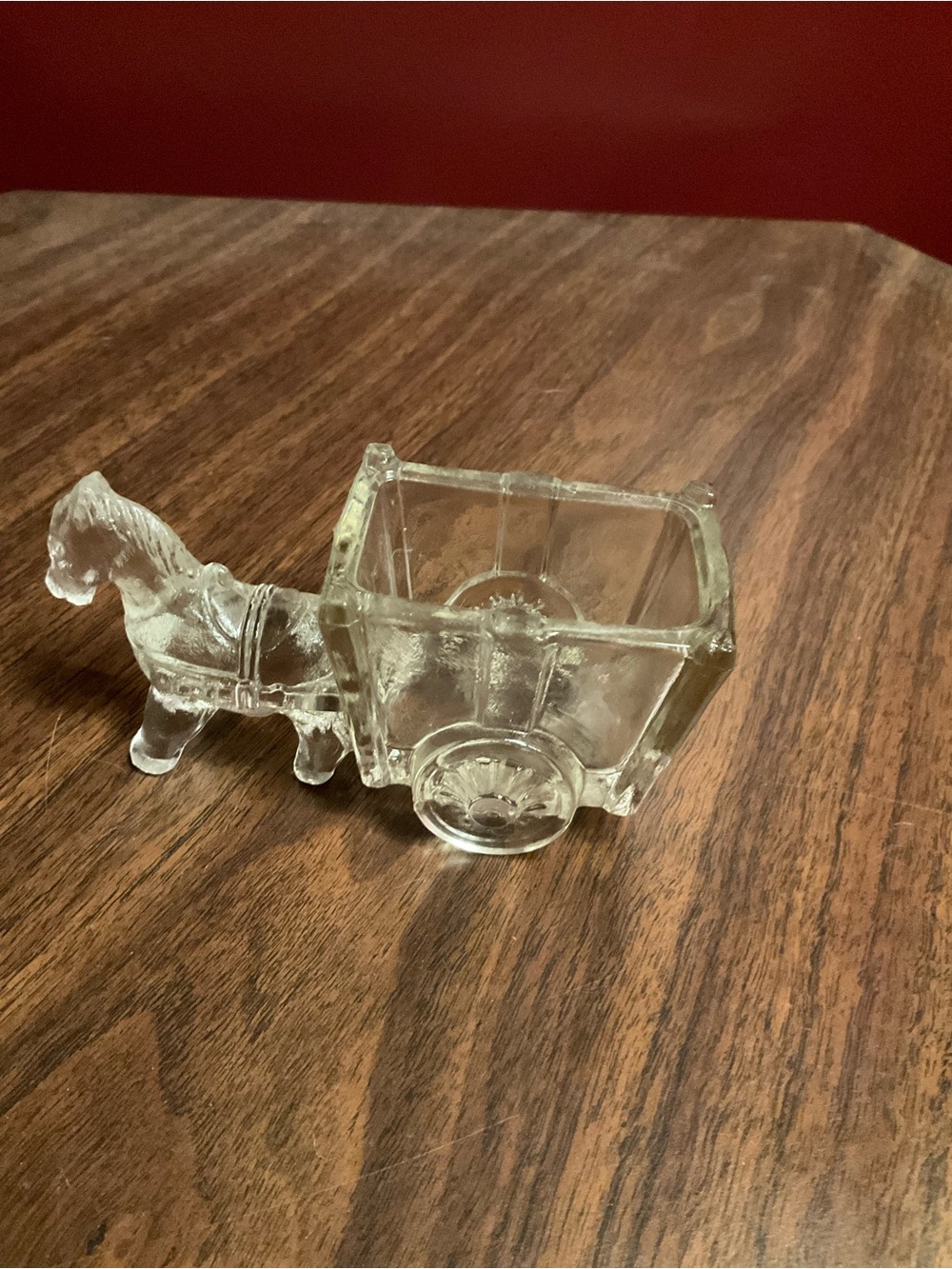 Clear pressed Glass Horse and Cart Decorative Accent